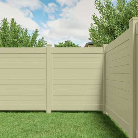 Horizontal Tan Vinyl Fence Panels - Fence Direct